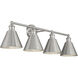 Modern Farmhouse 4 Light 37.5 inch Brushed Nickel Bathroom Vanity Light Wall Light