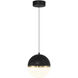 Unity LED 10 inch Black and Antique Brushed Brass and Opal Pendant Ceiling Light