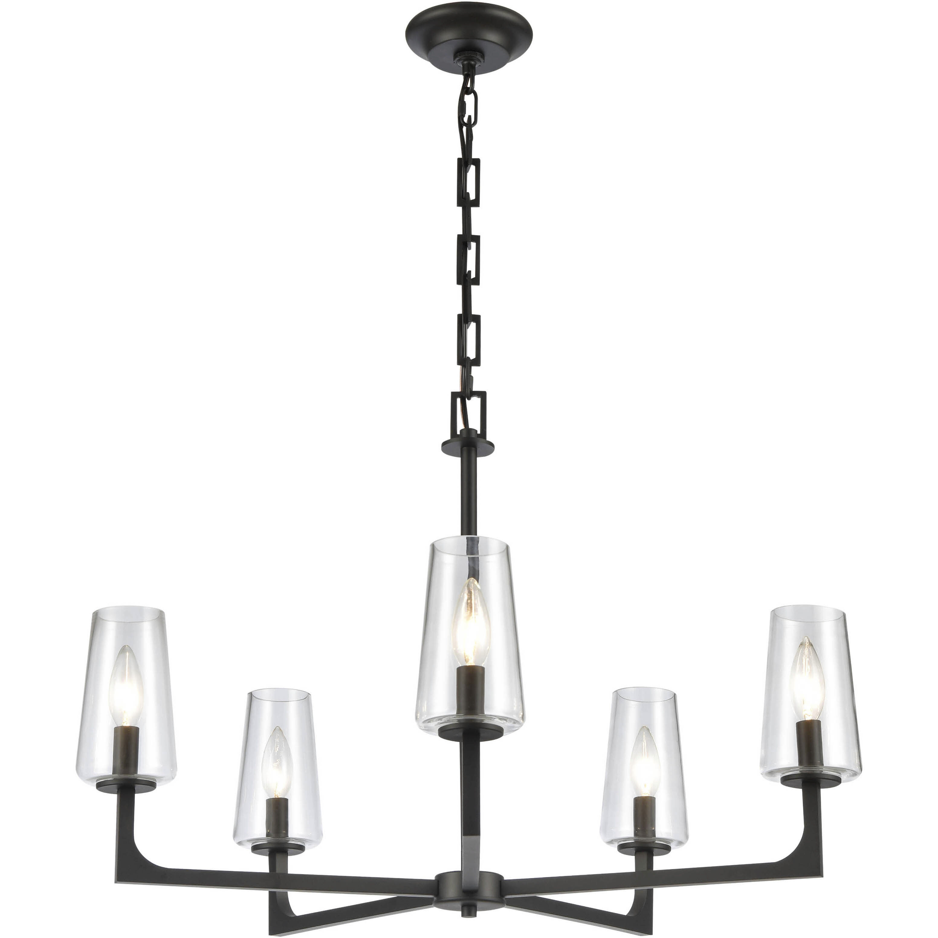 Fitzroy 5 Light 28 inch Matte Black Chandelier Ceiling Light