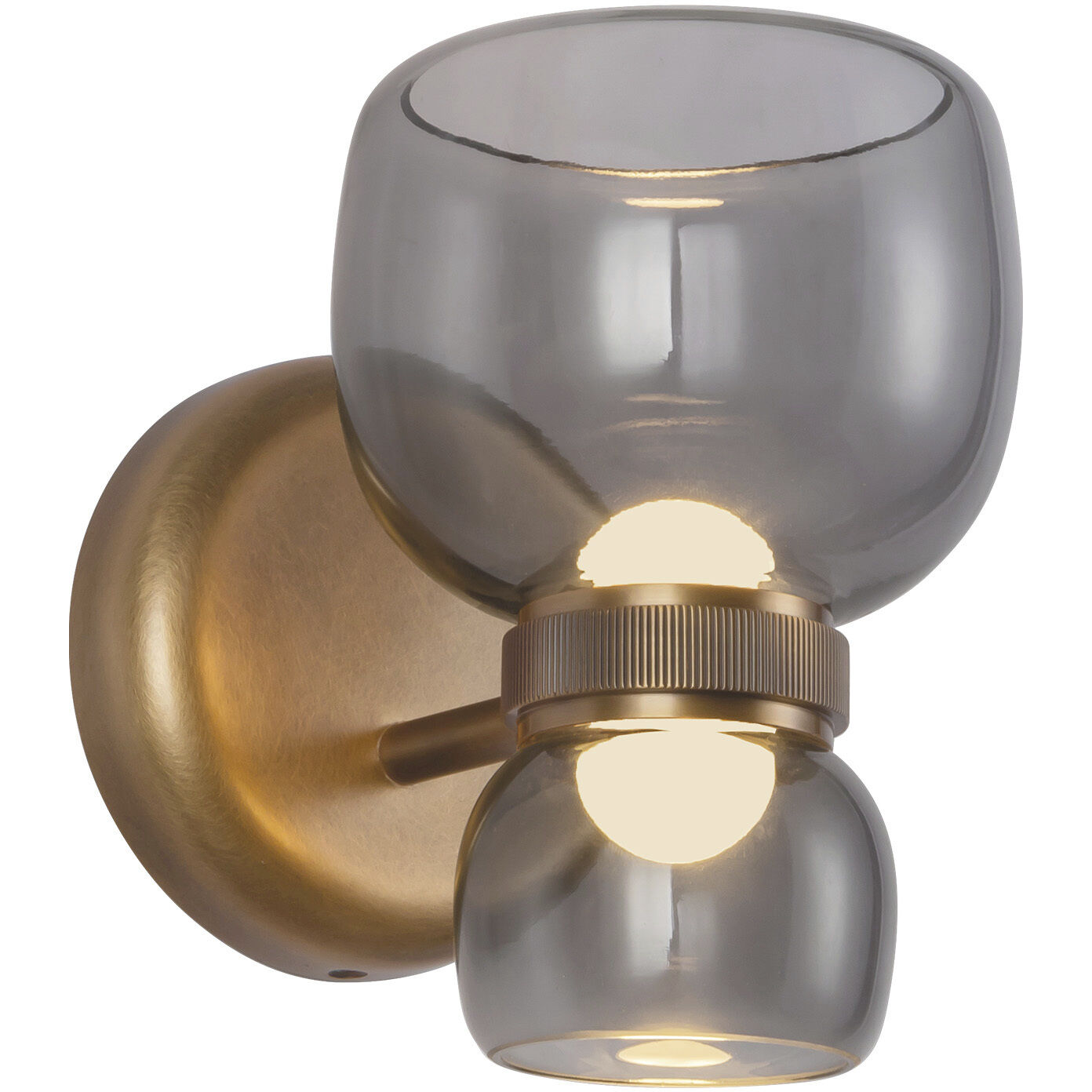 Sutton 5.38 inch Vintage Brass and Smoked Glass Bath Vanity Light Wall Light