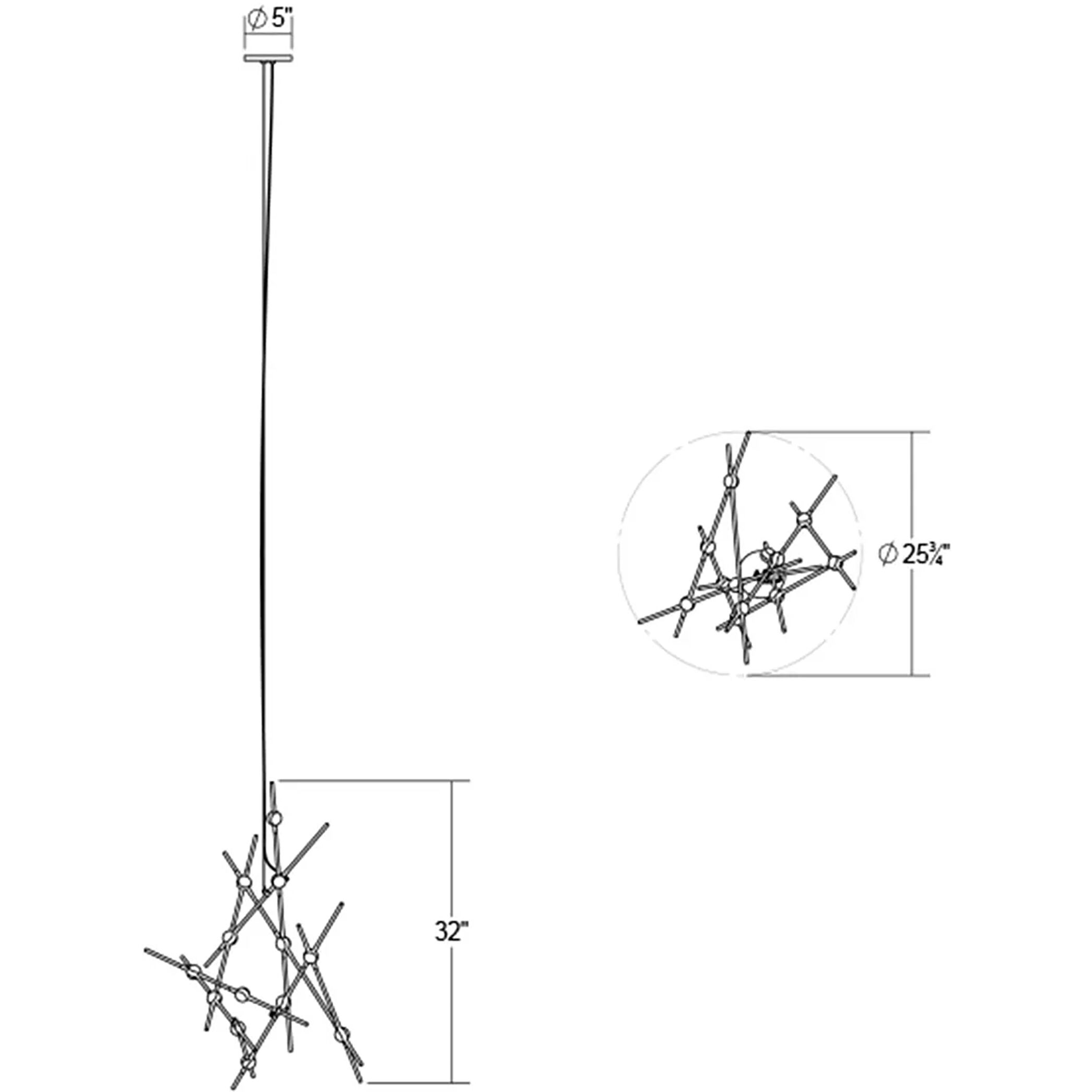 Constellation Aquila Minor LED 25.75 inch Satin Nickel Chandelier Ceiling Light in 3000K, 20 ft. Cord, Clear Faceted Acrylic