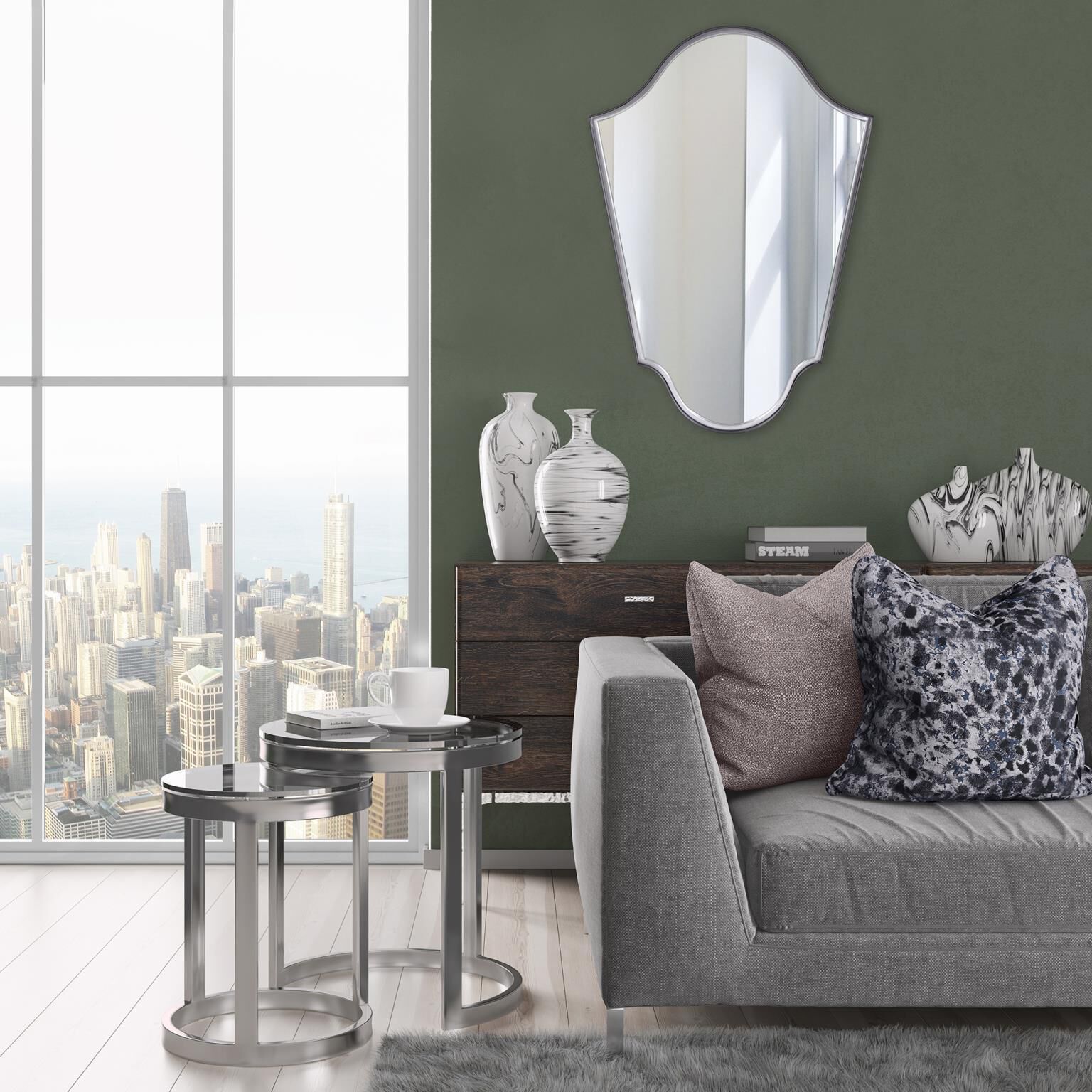 Gentry 41 X 29 inch Graphite Wall Mirror