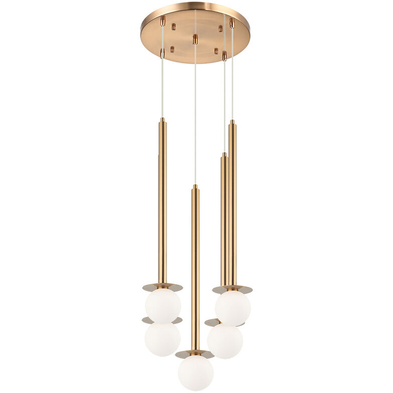 Reigndrop 5 Light 13.88 inch Aged Gold Brass Pendant Ceiling Light