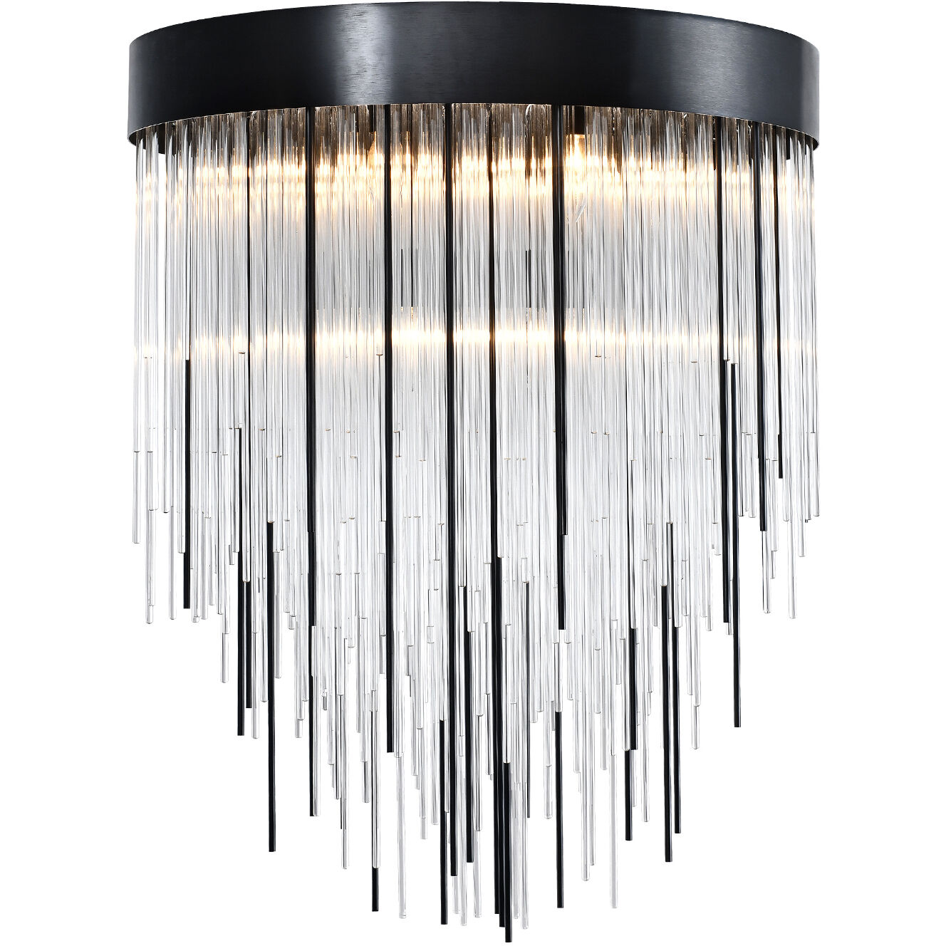 Waterfall 9 Light 24 inch Satin Brushed Black Chandelier Ceiling Light