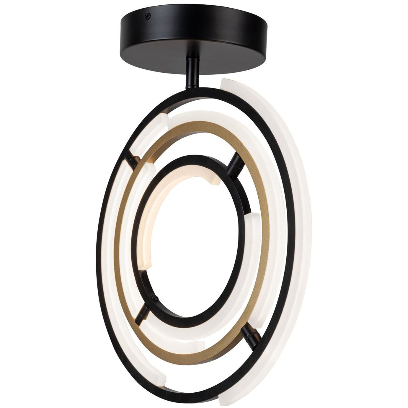 Trilogy LED 15 inch Black and Brass Semi-Flush Mount Ceiling Light