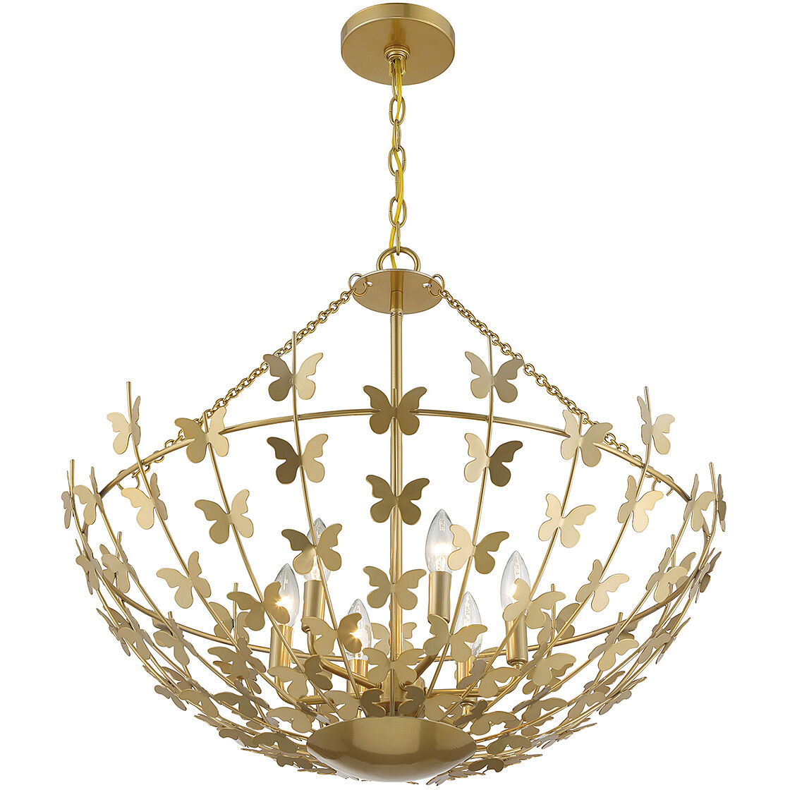Birch 6 Light 28 inch Burnished Brass Pendant Ceiling Light