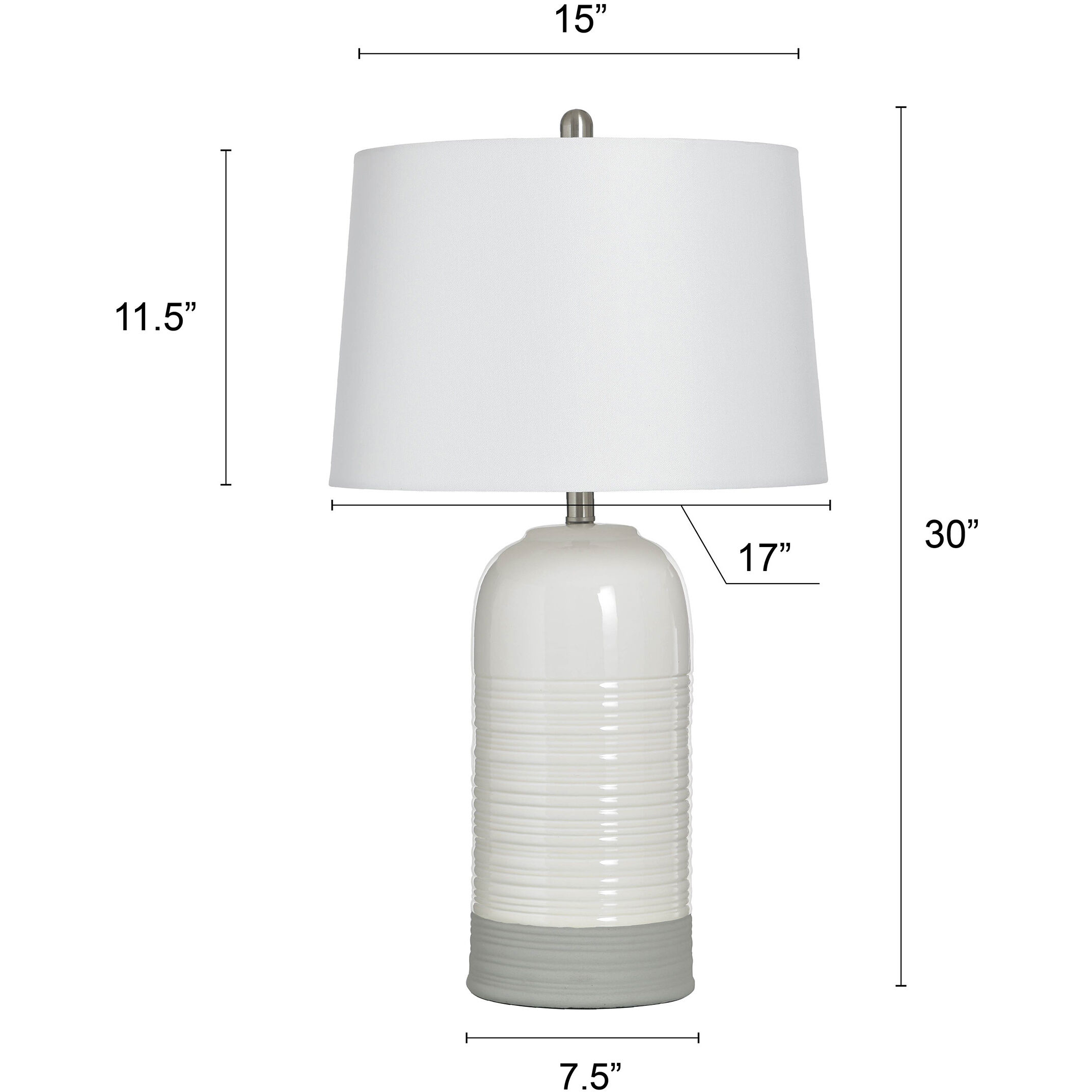 Evian 30 inch 100 watt Grey and Off White Table Lamp Portable Light