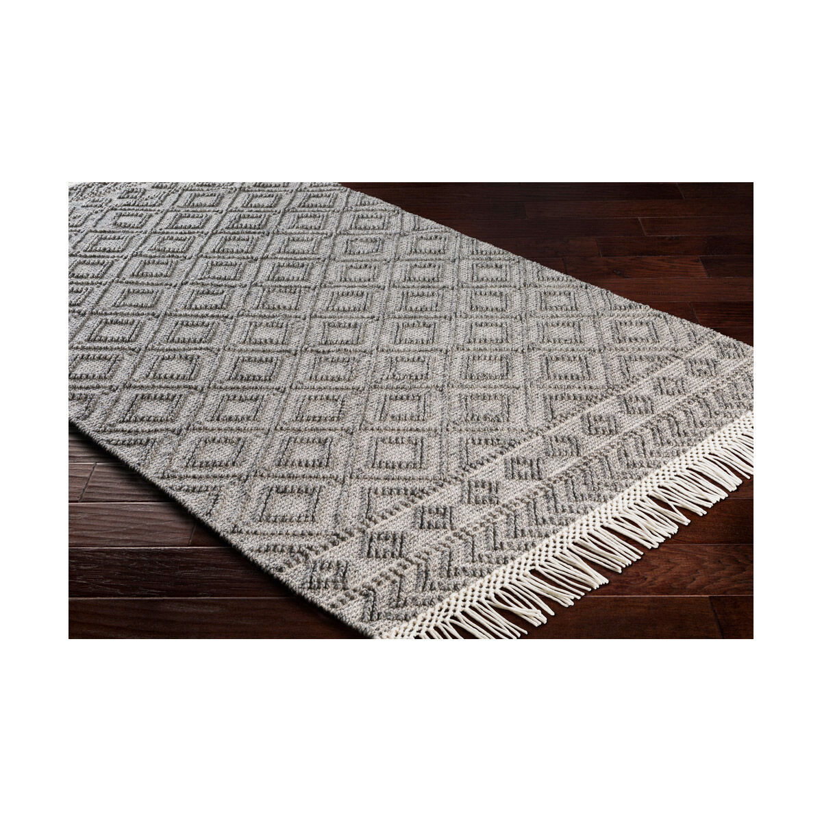 Farmhouse Tassels 120 X 96 inch Black/White Handmade Rug in 8 x 10