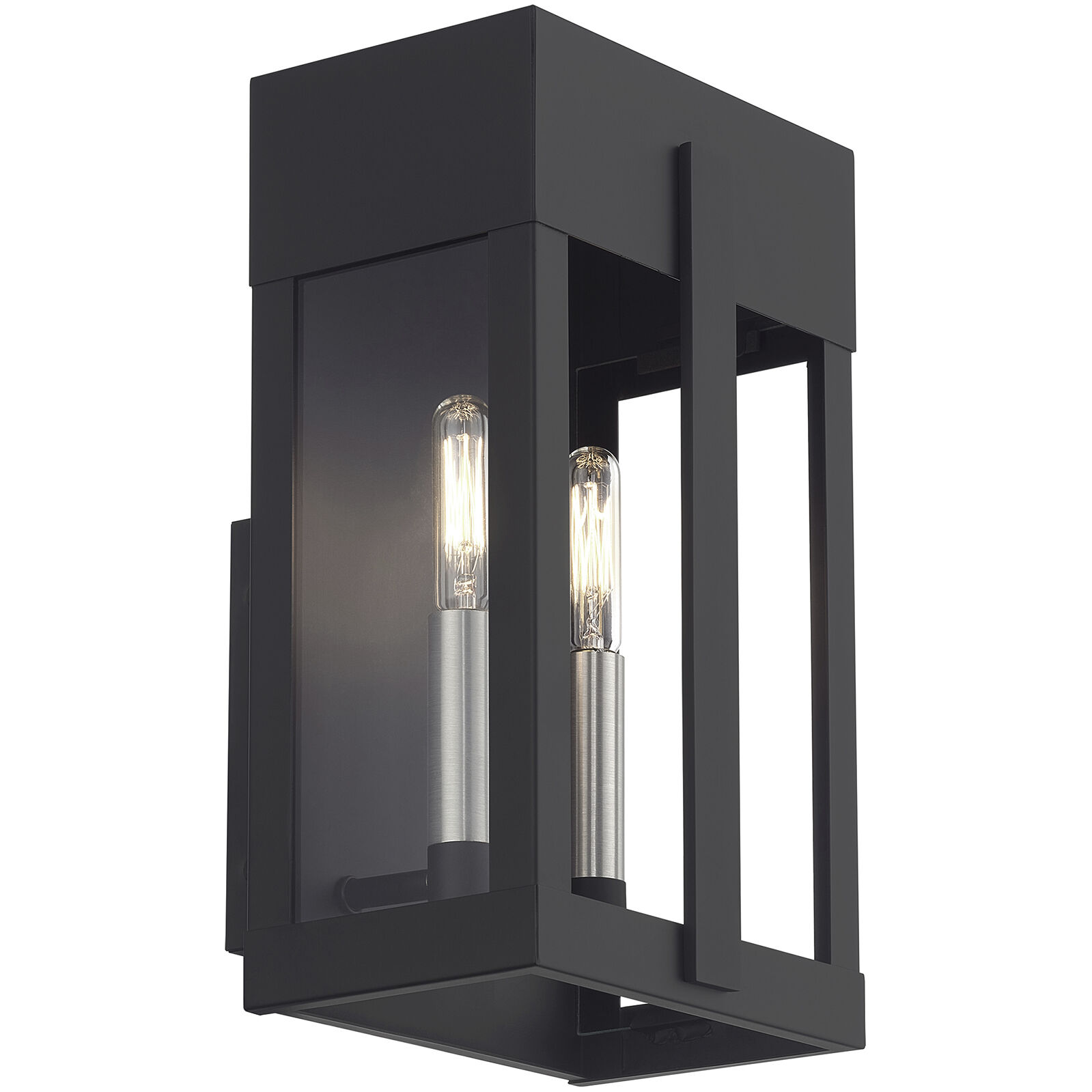 Berksford 2 Light 12 inch Black with Brushed Nickel Candles Outdoor Wall Lantern