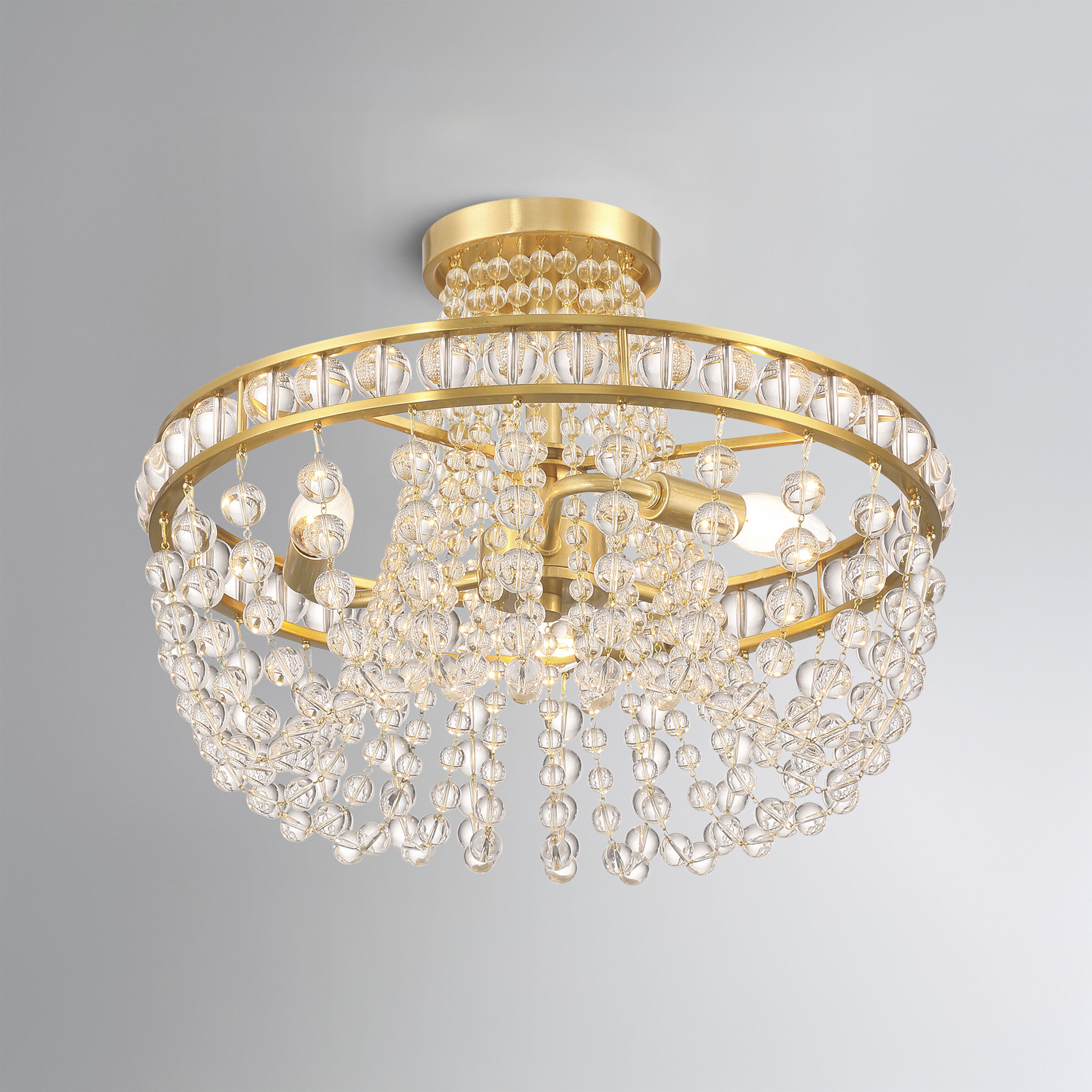 Seville 3 Light 16.5 inch Aged Brass Semi Flush Ceiling Light