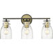 Shelby 3 Light 23 inch Oil Rubbed Bronze and Antique Brass Vanity Light Wall Light