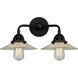 Nouveau 2 Halophane 2 Light 17 inch Matte Black Bath Vanity Light Wall Light in Clear Halophane Glass