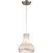 Coastal Scallop 1 Light 8 inch Satin Nickel Mini Pendant Ceiling Light in Opal White with Clear Glass