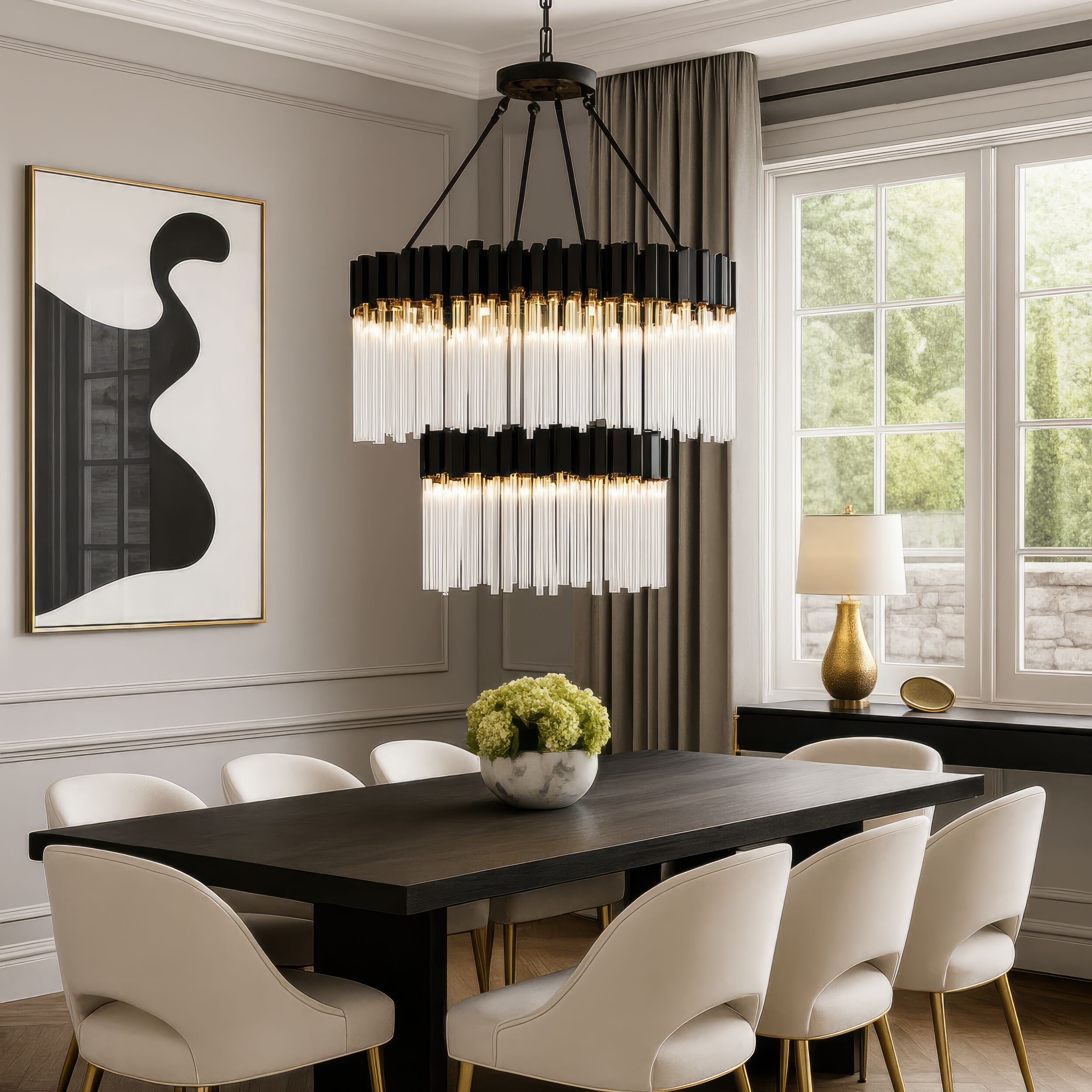 Matrix 14 Light 30 inch Matte Black and French Gold Chandelier Ceiling Light in Matte Black/French Gold
