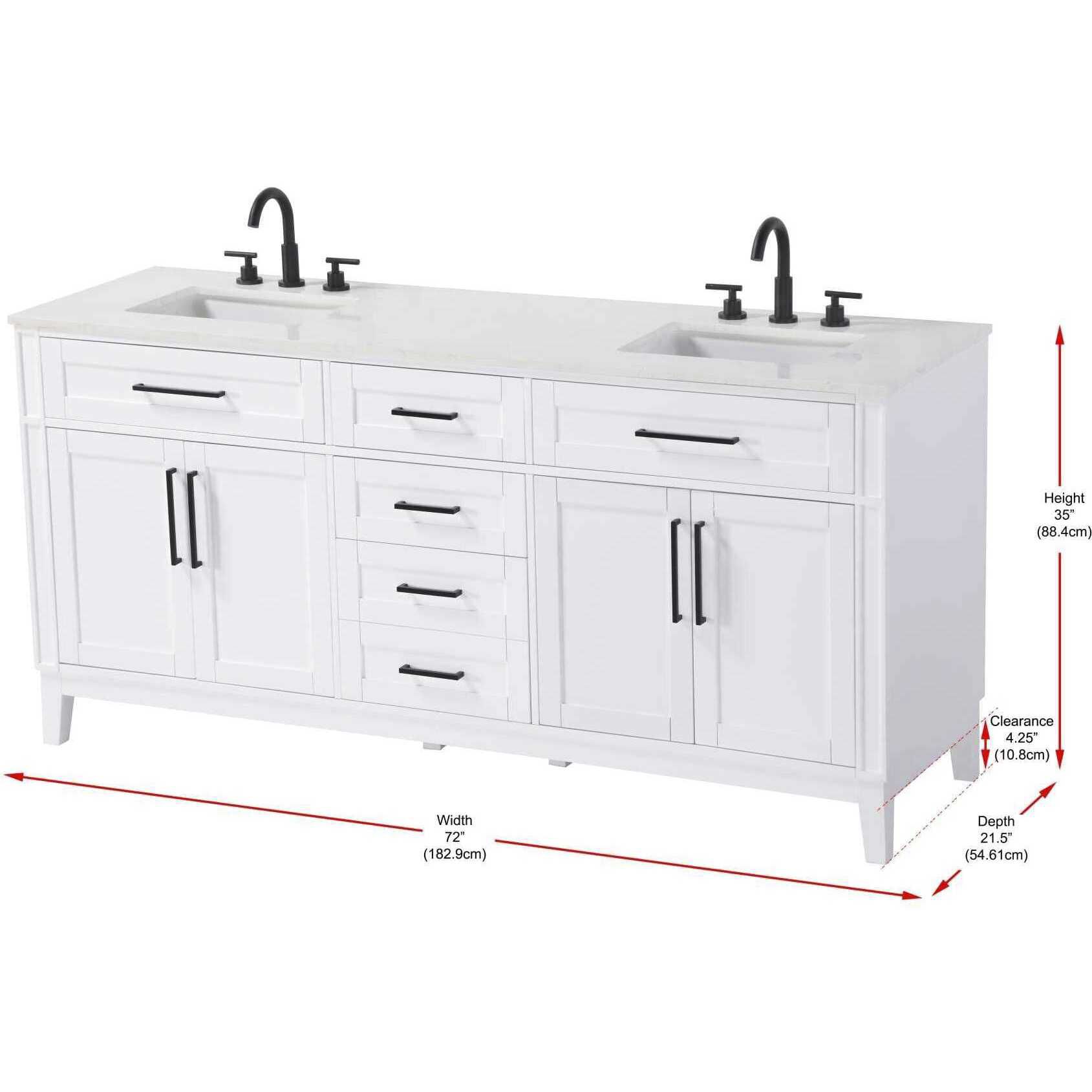 Virginia 72 X 35 inch White Bathroom Vanity Cabinet