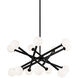 Matchstix 14 Light 34.75 inch Black Pendant Ceiling Light in Black and Opal Glass