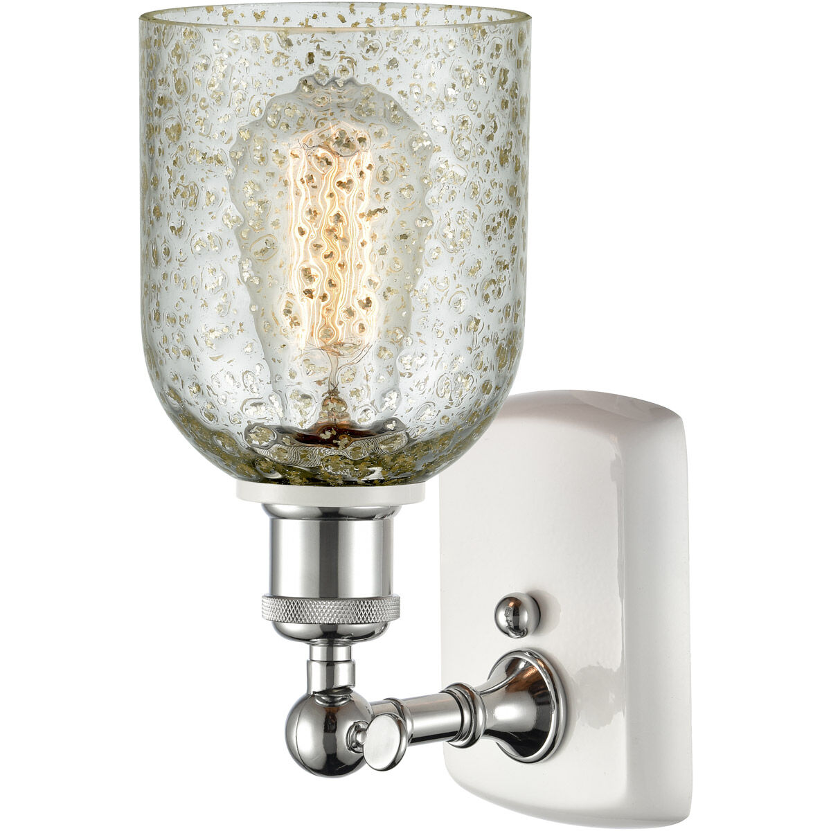 Ballston Caledonia 1 Light 5 inch White and Polished Chrome Sconce Wall Light in Mica Glass, Ballston