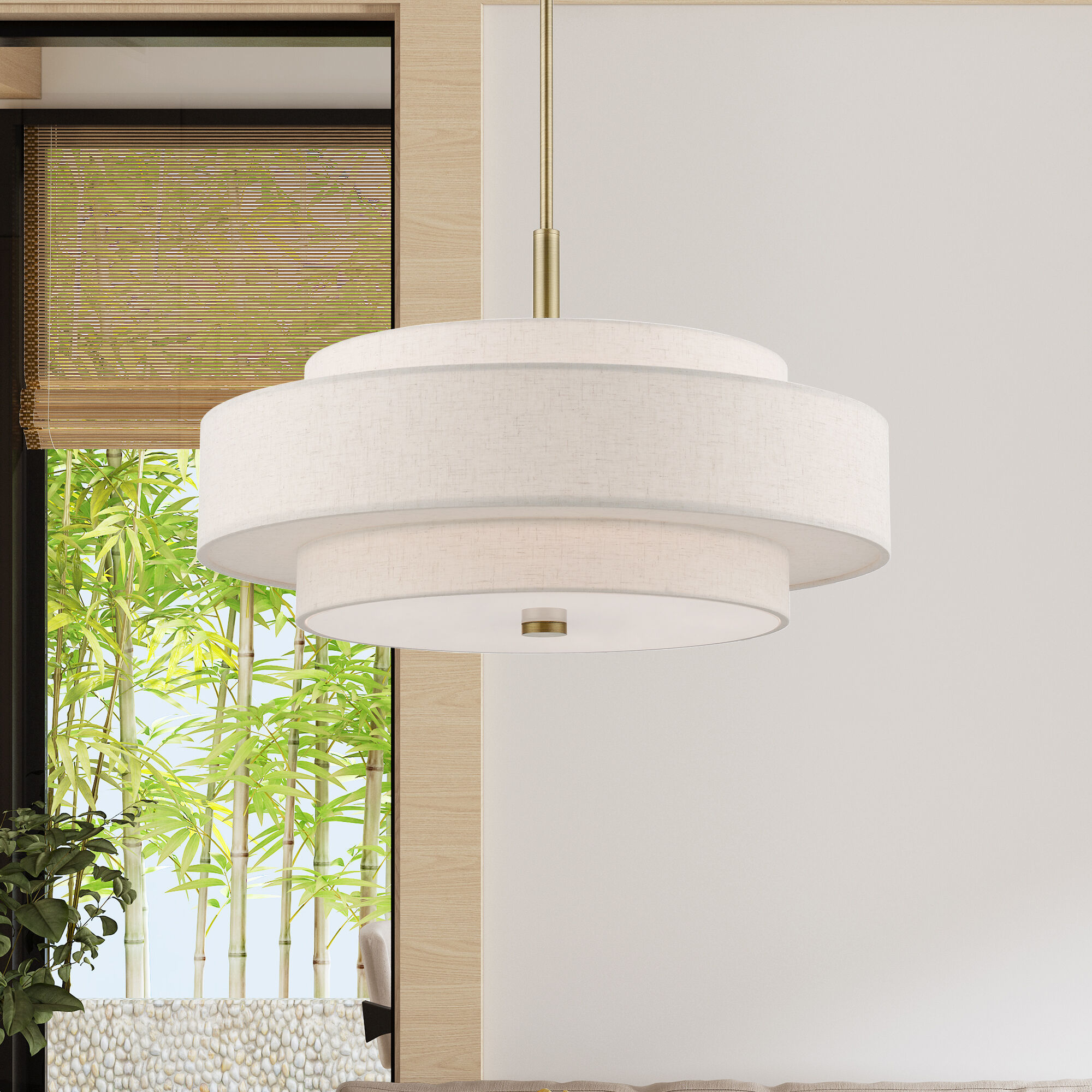 Monroe 5 Light 24 inch Antique Brass Pendant Chandelier Ceiling Light