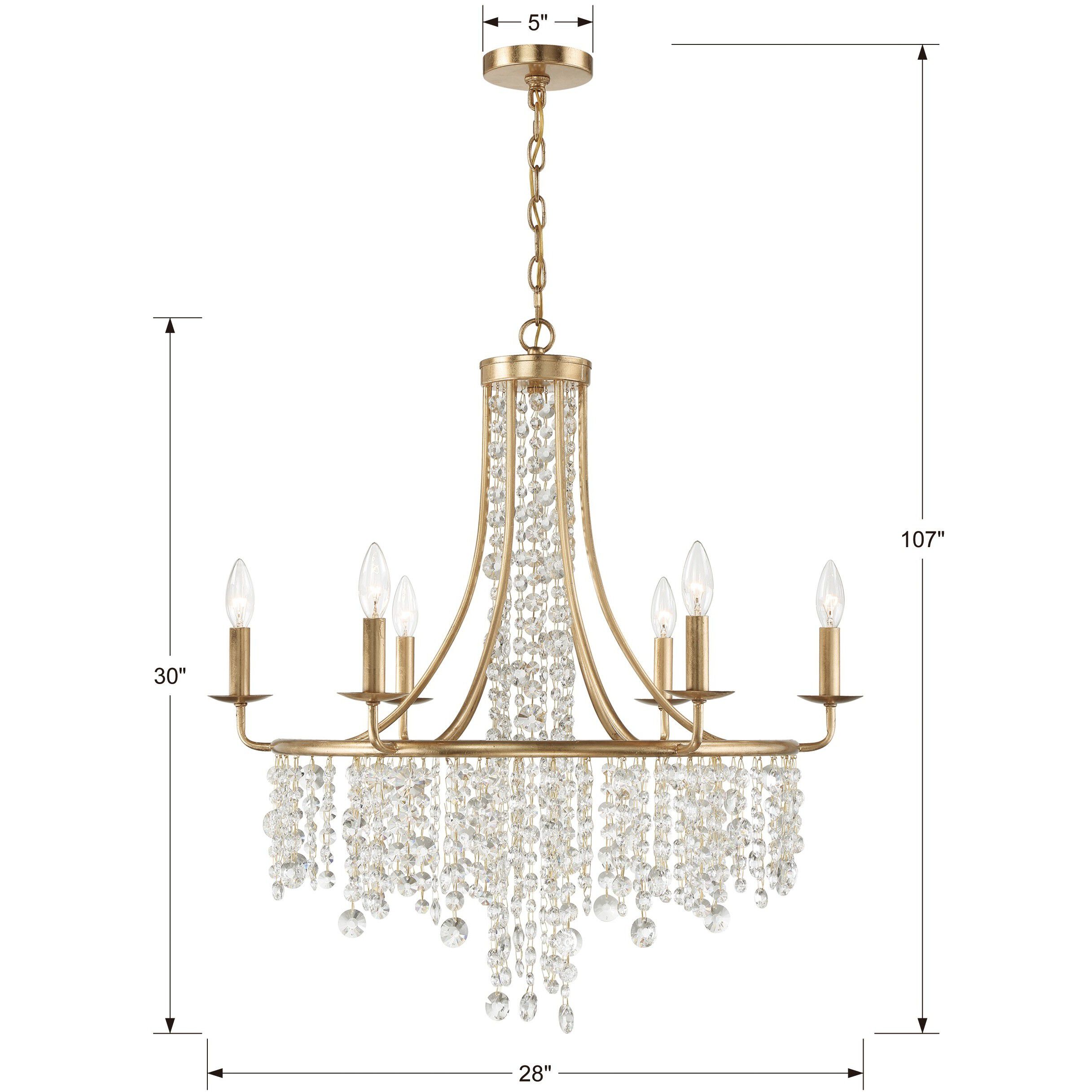 Gabrielle 6 Light 28 inch Antique Gold Chandelier Ceiling Light