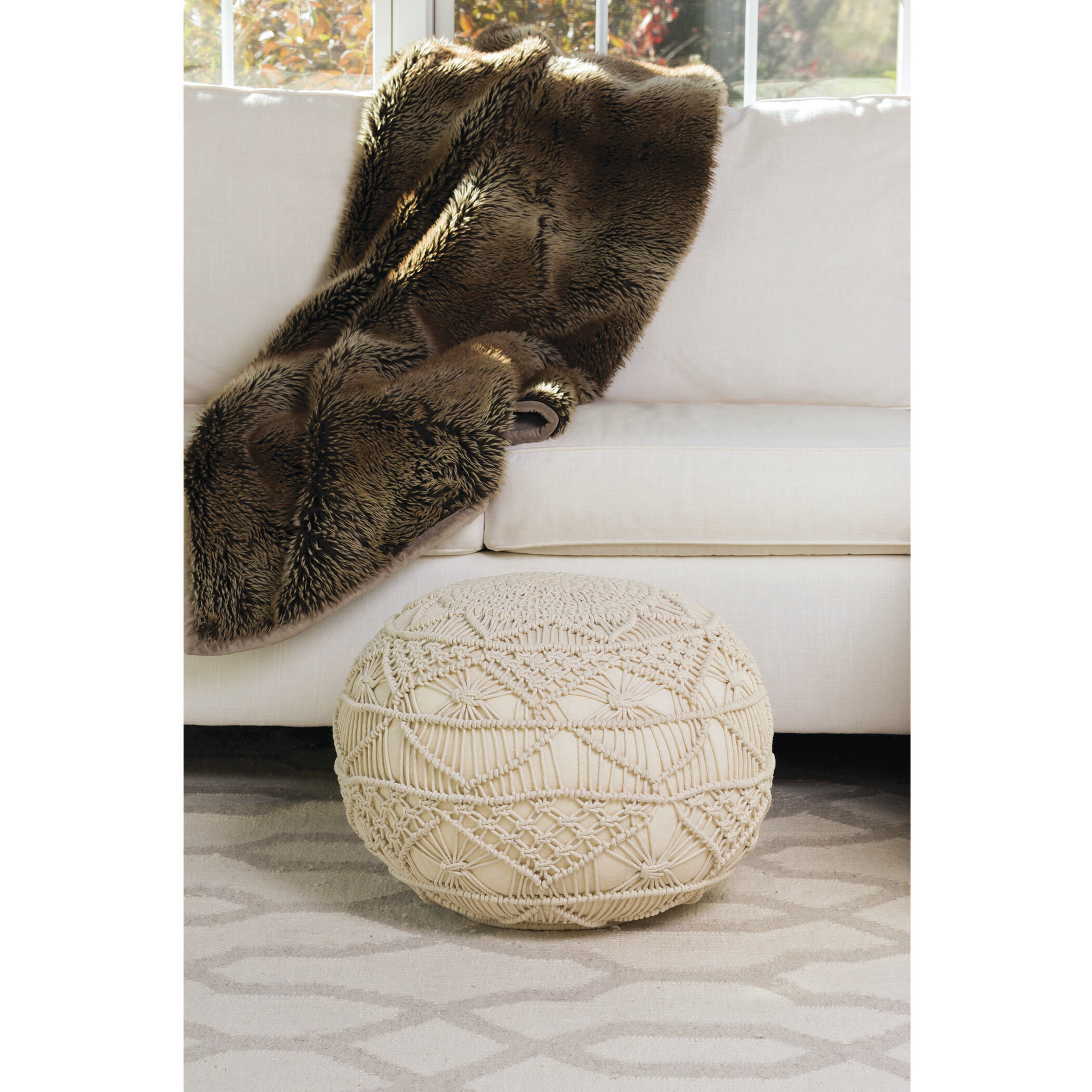 Lilou 13.75 inch Cream Pouf