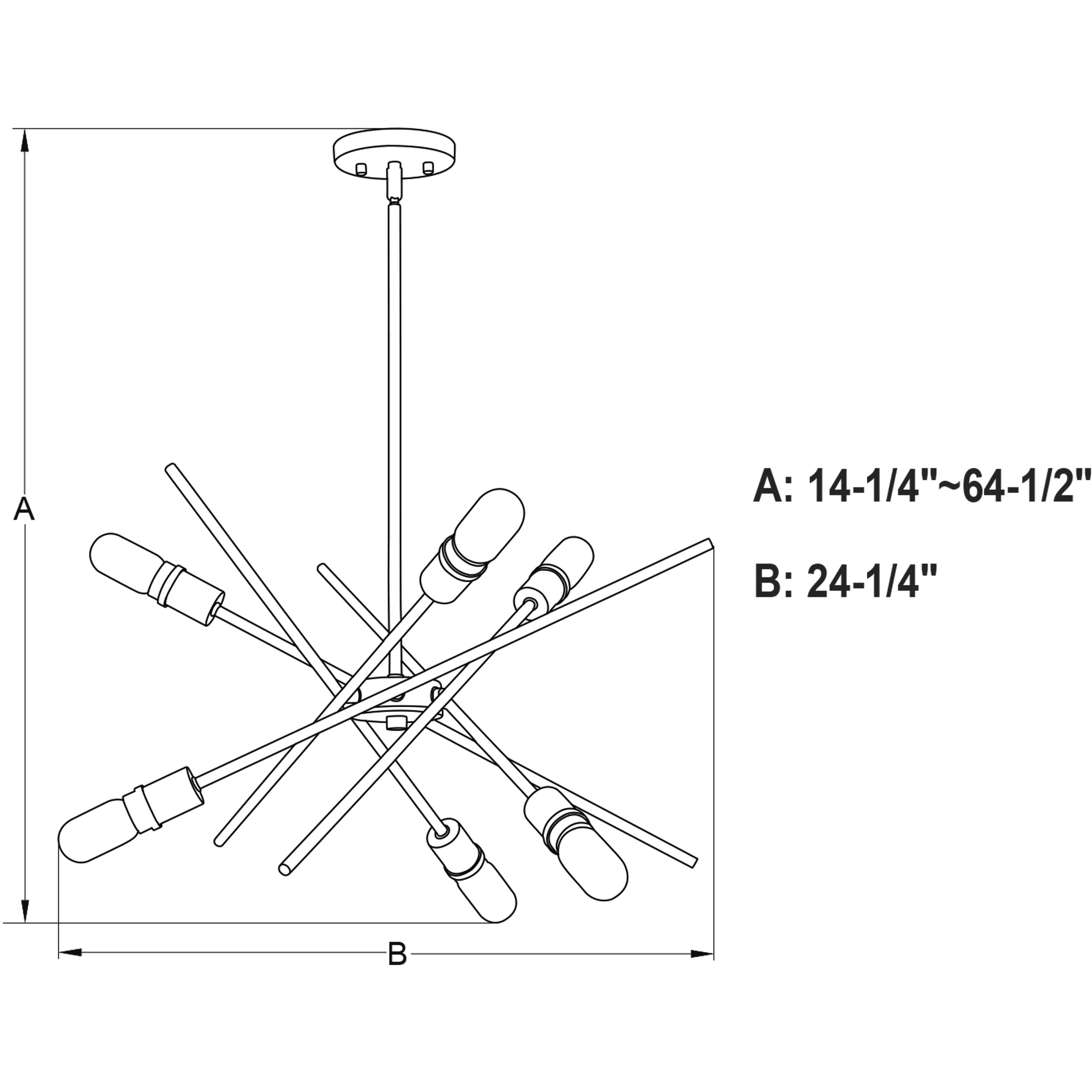 Halsted 6 Light 24.25 inch Black and Satin Brass Pendant Ceiling Light