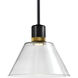 Zigrina 1 Light 11.75 inch Satin Brushed Black with Aged Brass Pendant Ceiling Light