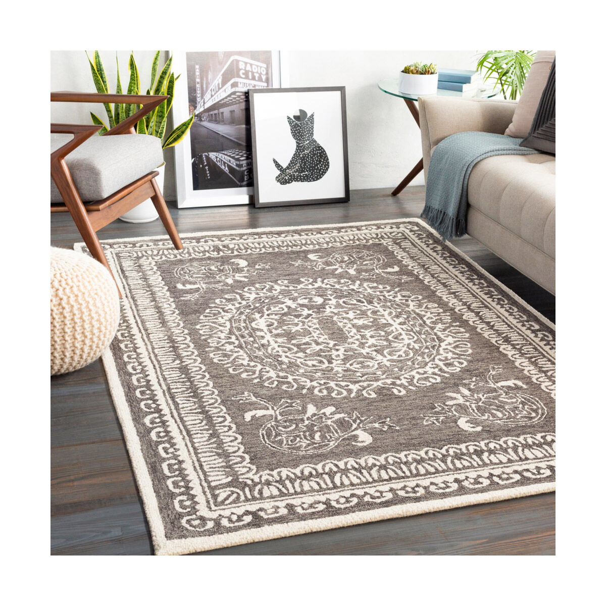 Newcastle 90 X 60 inch Black/Cream Rugs