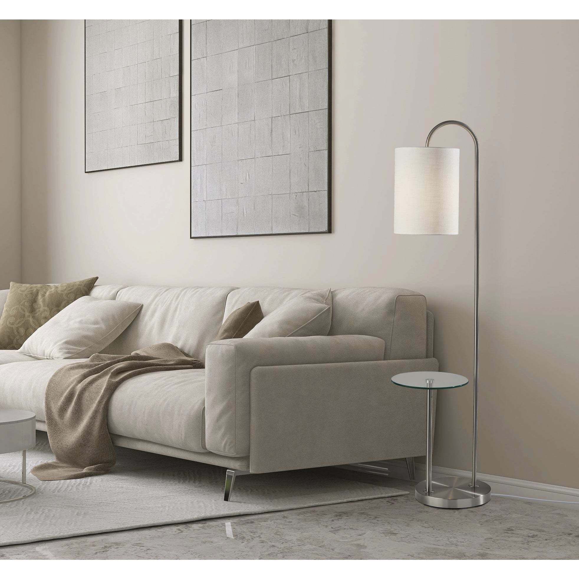 Amira 64 inch 60.00 watt Brushed Steel Shelf Floor Lamp Portable Light