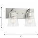 Miles 2 Light 12 inch Satin Brass Vanity Light Wall Light, Medium