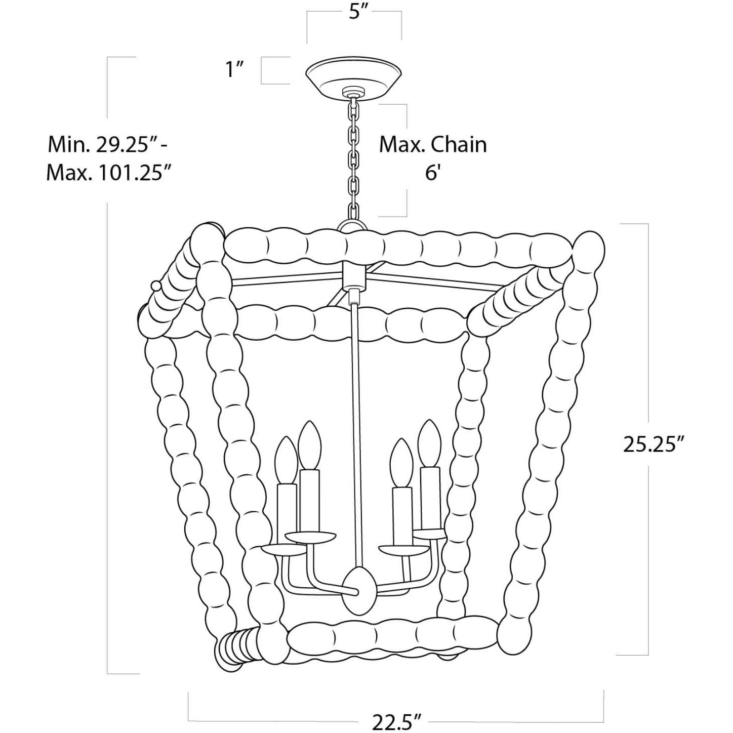 Perennial 4 Light 22.5 inch Natural Ceiling Lantern Ceiling Light