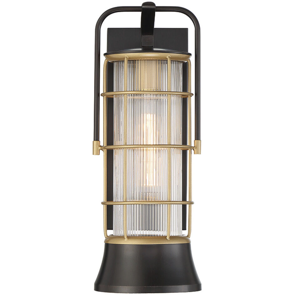 Rivamar 1 Light 16.25 inch Gold and Black Outdoor Wall Lantern
