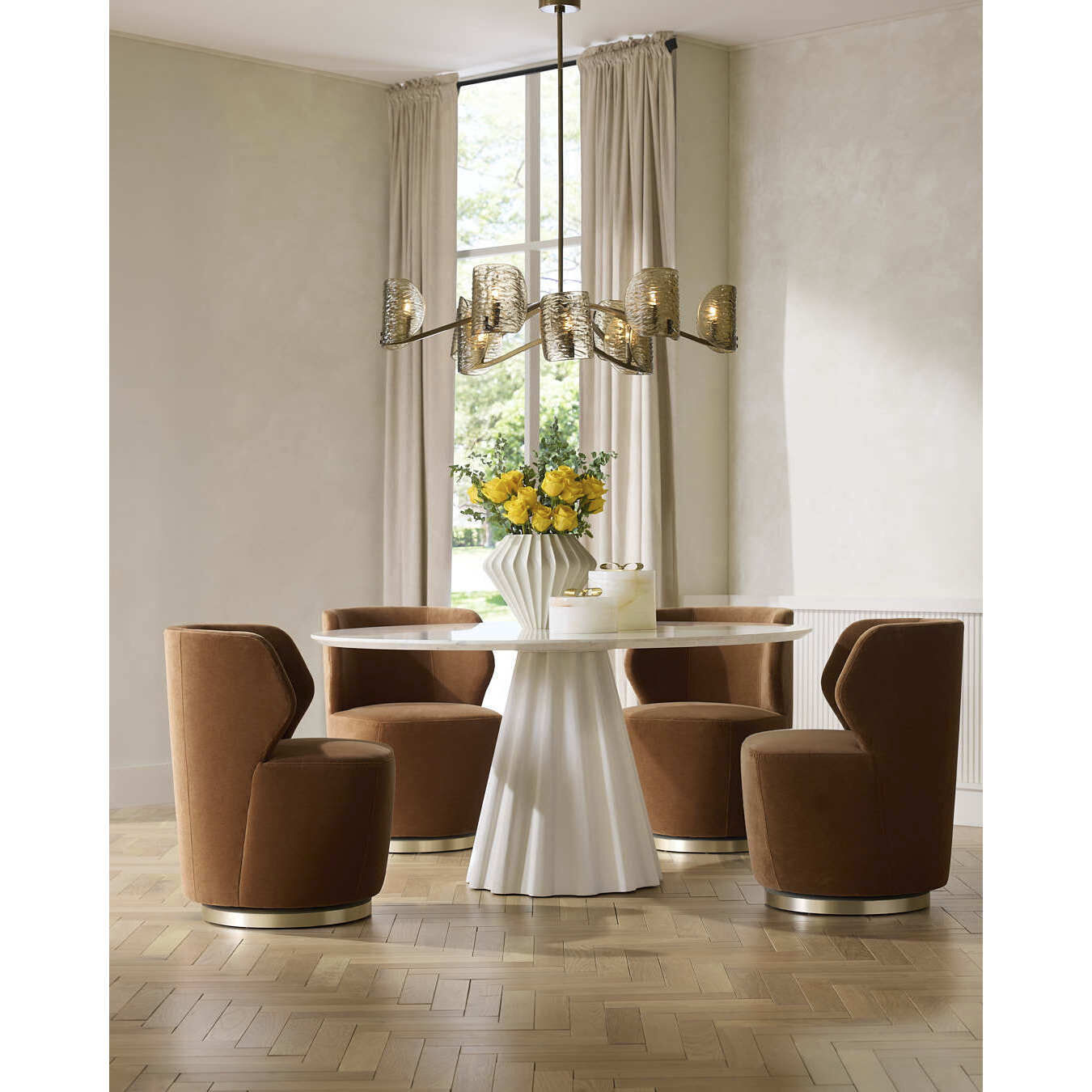 Rinny 60 inch White and White Gesso Dining Table, Large