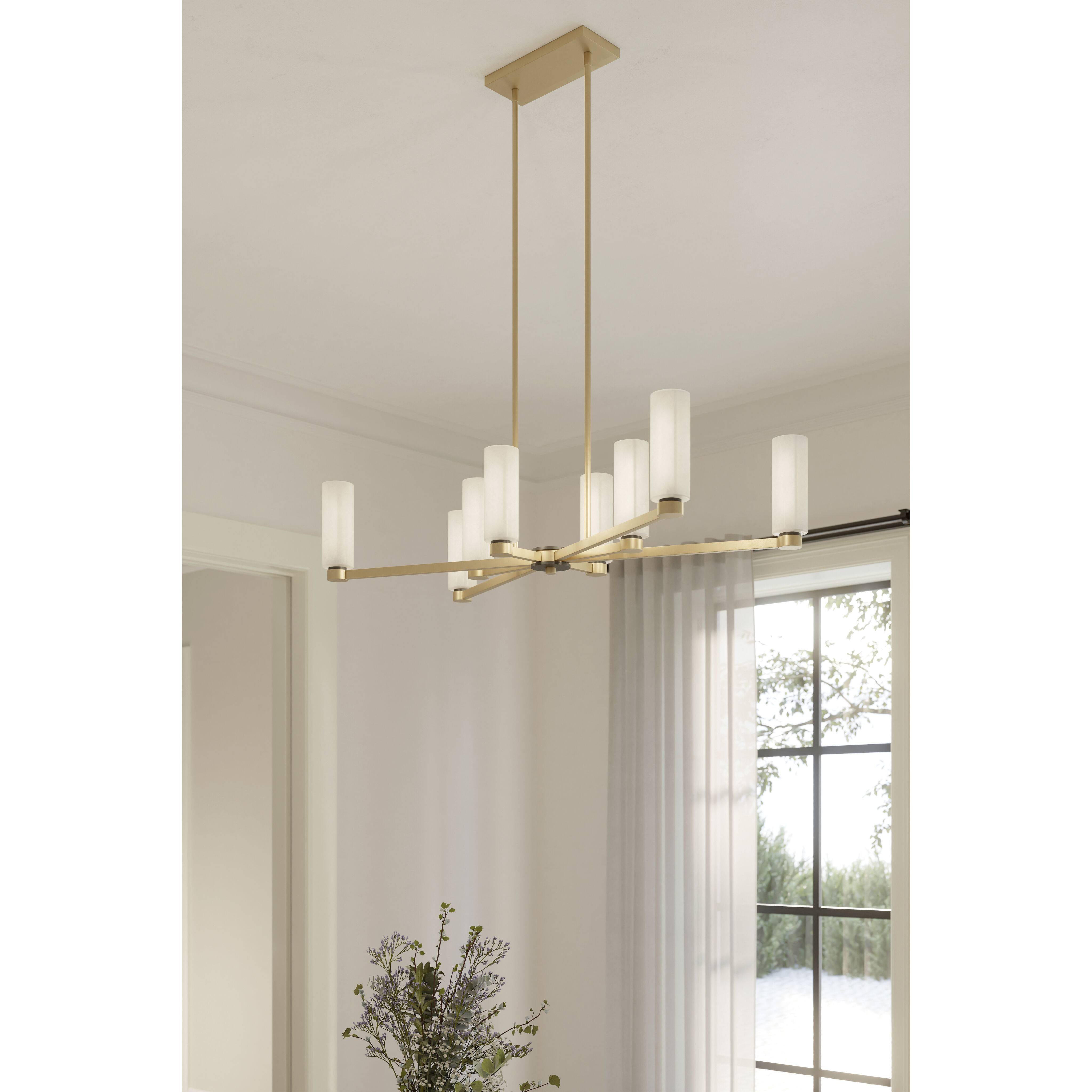 Wexmere 8 Light 40.25 inch Legacy Brass and Dark Matte Black Linear Chandelier Ceiling Light