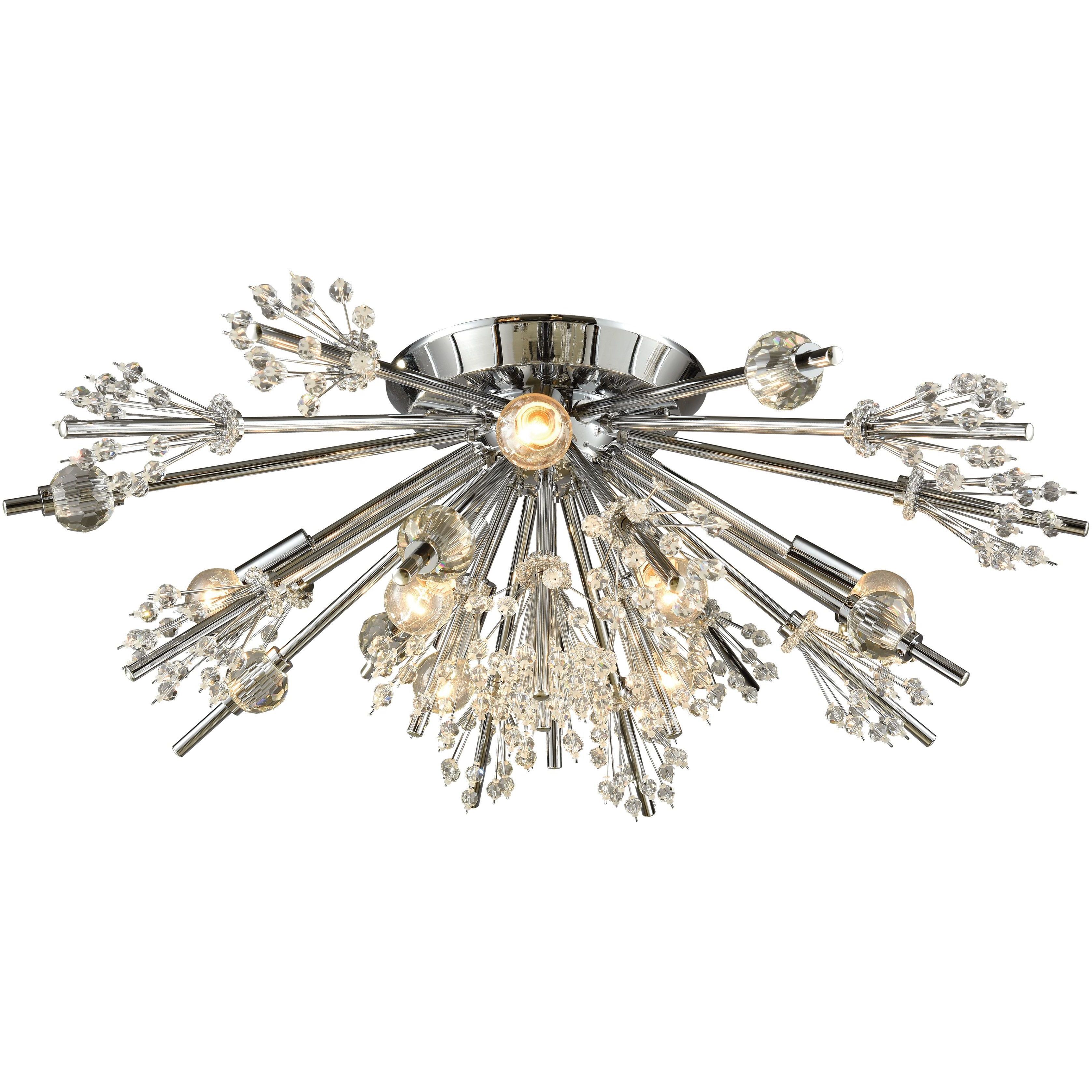 Starburst 8 Light 26 inch Polished Chrome with Clear Semi Flush Mount Ceiling Light