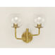 Branch 2 Light 18 inch Natural Aged Brass Vanity Light Wall Light