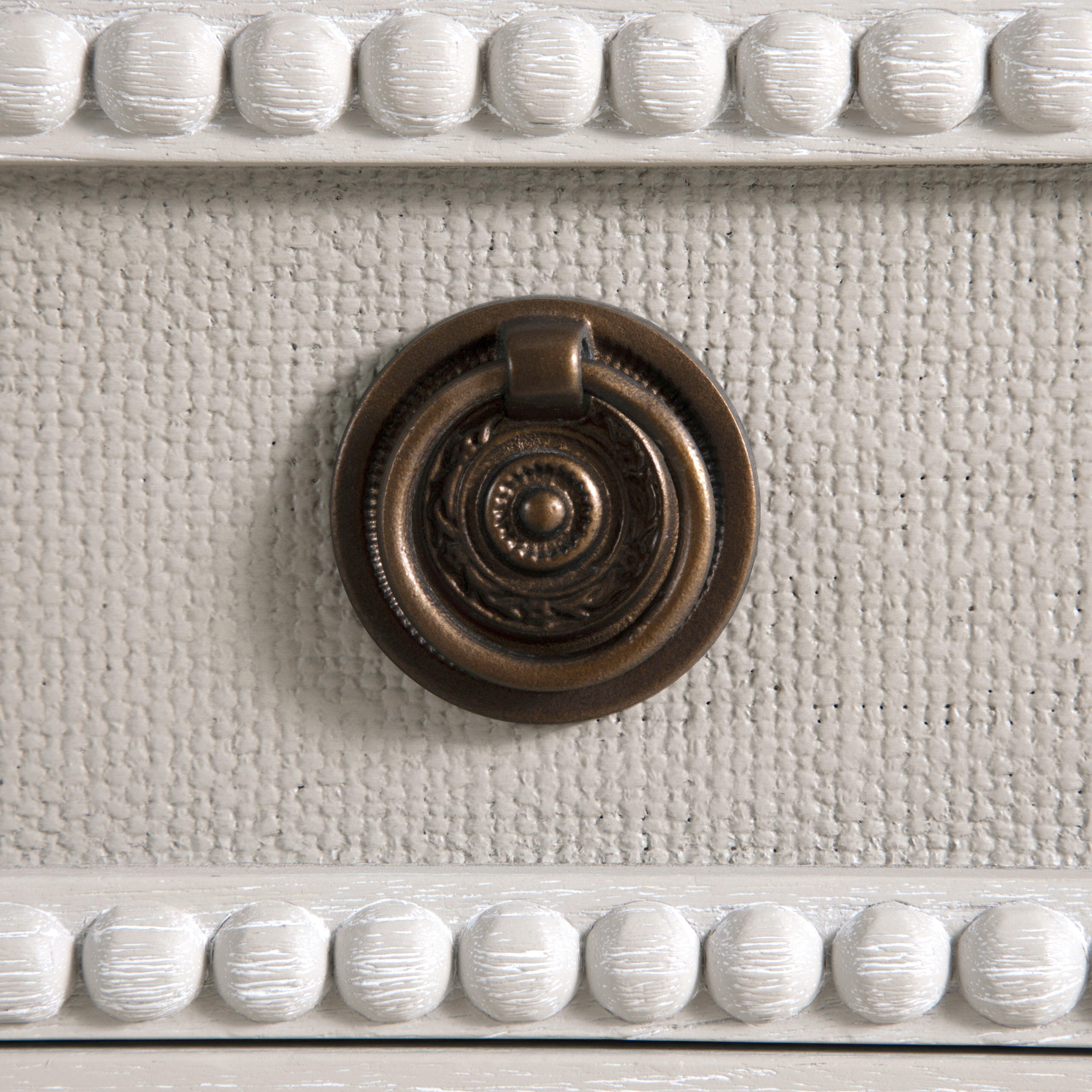 Caroline 30.5 X 30 inch Cerused White and Painted Burlap with Antique Bronze Nightstand