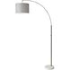 Bowery 100 watt Brushed Steel Arc Lamp Portable Light in Grey Tweed-Like Linen