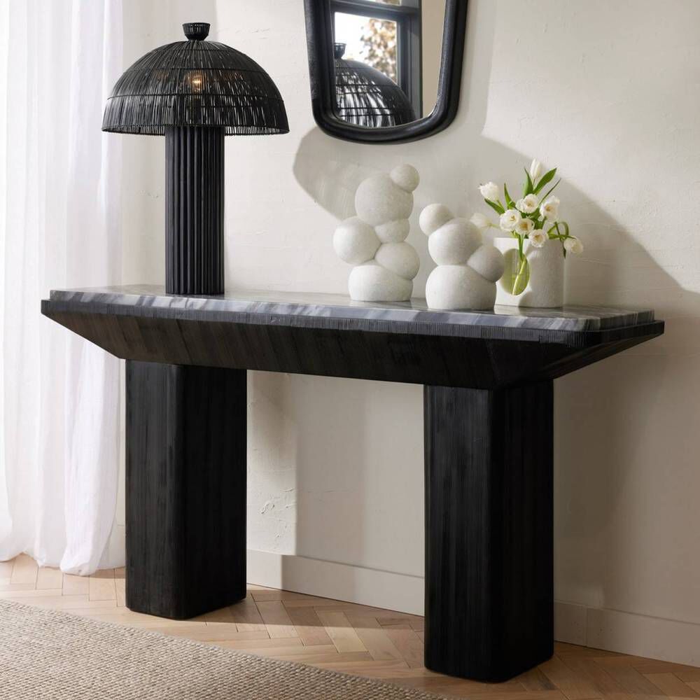 Elio 69.5 X 17.5 inch Galaxy Marble and Ebony Mango Wood Console