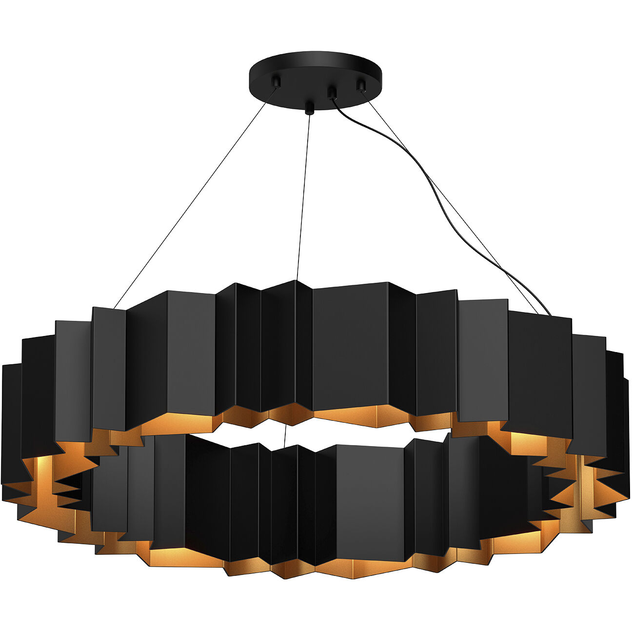 Akira 12 Light 40 inch Black/Gold Chandelier Ceiling Light