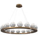 Cabochon LED Novel Brass with White Marble Chandelier Ceiling Light in 2700K LED, Opal White