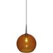 Bobo 1 Light 6 inch Matte Chrome Line Voltage Small Pendant Ceiling Light in Amber Glass