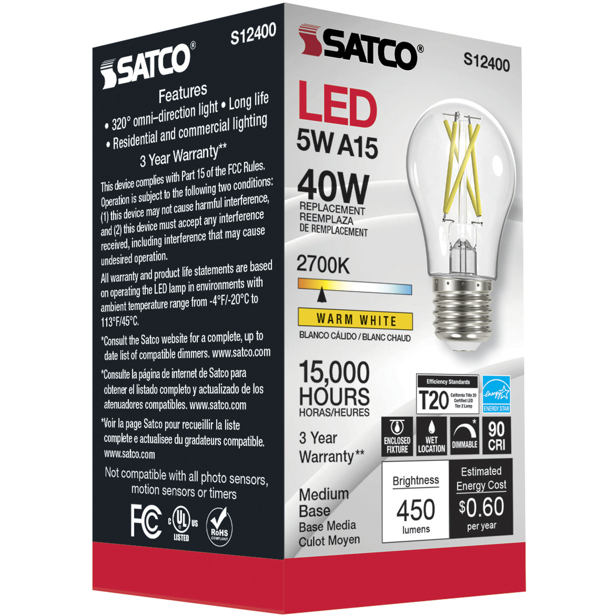 Lumos LED Medium 5.00 watt 120 2700K Light Bulb