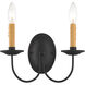 Heritage 2 Light 12 inch Black Wall Sconce Wall Light