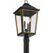 Hawkins 4 Light 25 inch Matte Black and Textured Gold Outdoor Post