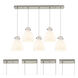Newton Bell 5 Light 39.75 inch Brushed Satin Nickel Linear Pendant Ceiling Light in White Glass