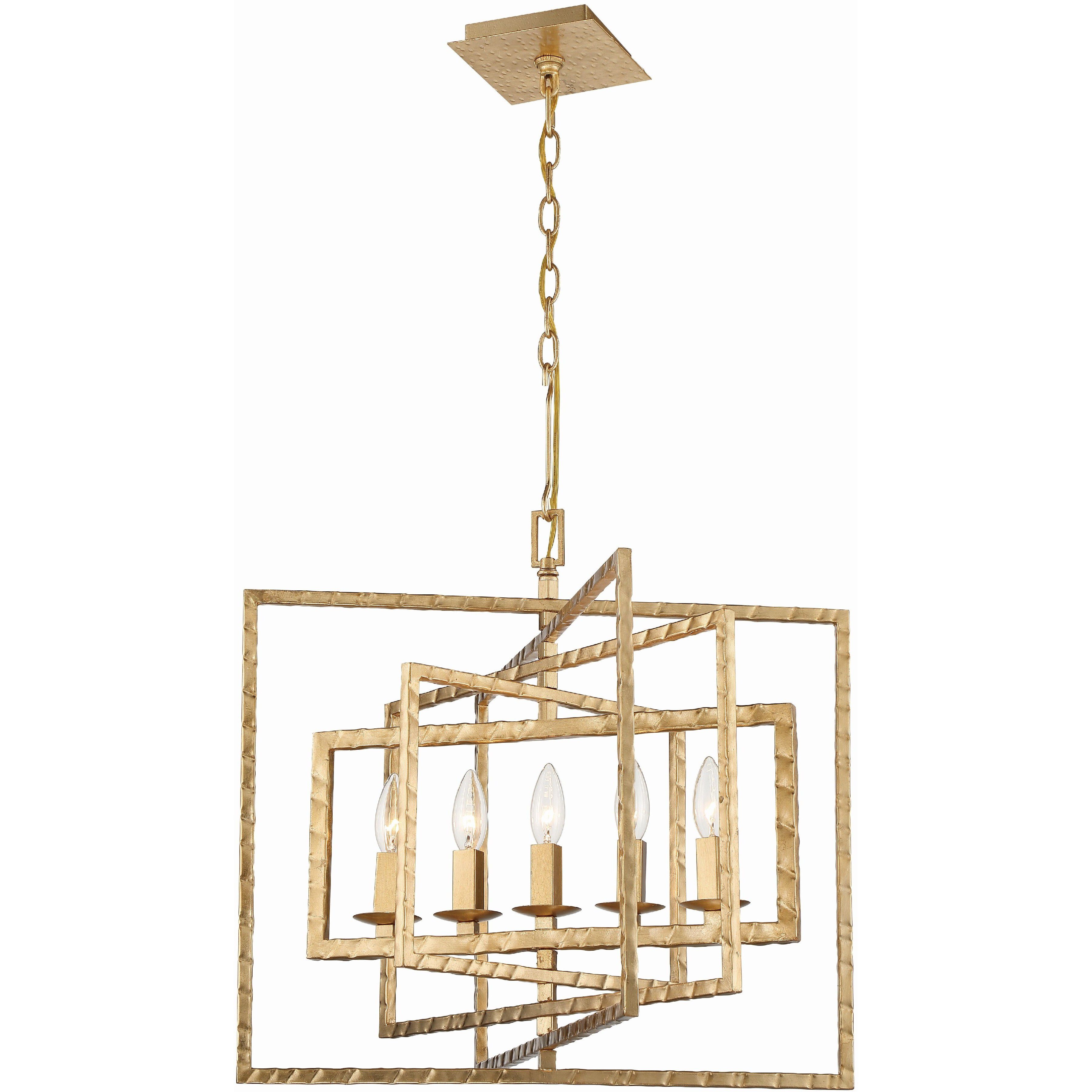 Capri 5 Light 24 inch Antique Gold Chandelier Ceiling Light