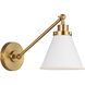 C&M by Chapman & Myers Wellfleet 15.88 inch 75 watt Matte White and Burnished Brass Task Sconce Wall Light in Matte White / Burnished Brass
