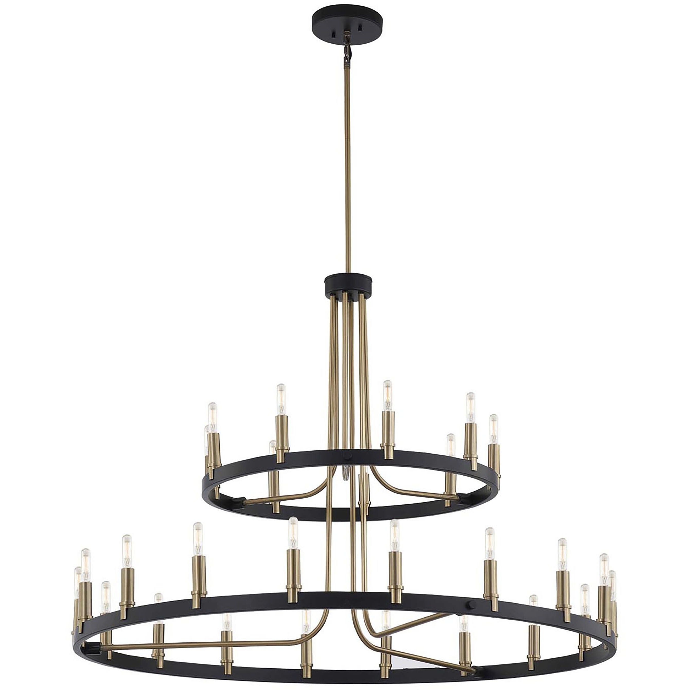 Clayton Family 27 Light 42 inch Matte Black and Brass Accents Chandelier Ceiling Light