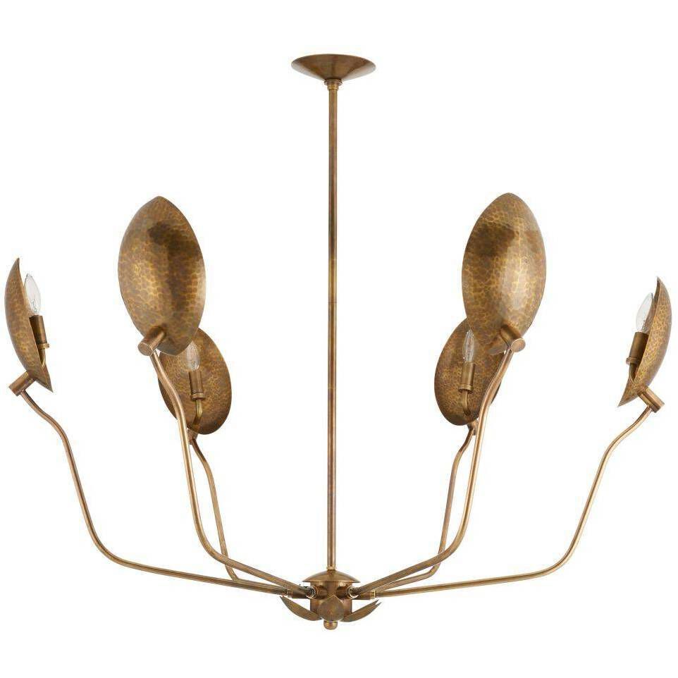 Flores 6 Light 46 inch Vintage Brass Chandelier Ceiling Light