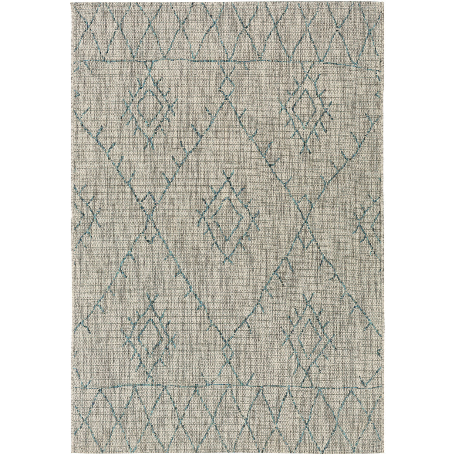 Eagean 122 X 94 inch Aqua/Black/Taupe/White Machine Woven Rug